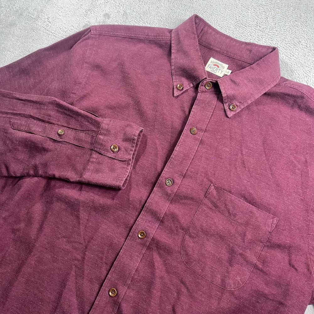 Faherty Shirt Men's Large Maroon Button Up Lightweight Outdoor Preppy Tencel
